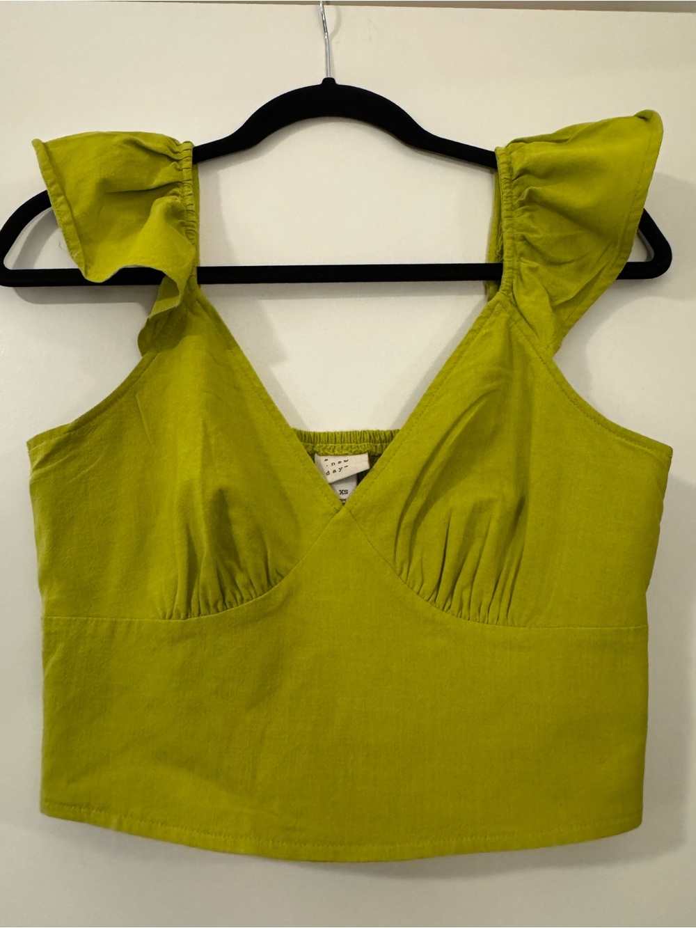 A New Day Lime Green Ruffle Strap Crop Top size XS